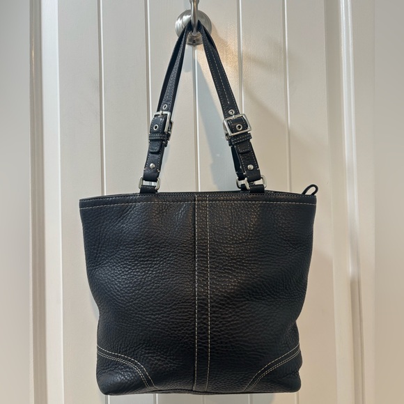 Coach Hamilton Black Pebbled Leather Tote Shoulder Bag 2010 Style F13089 - Picture 3 of 6